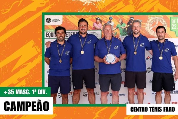Equipa Tetra Campeã Nacional +35 1ª Divisão: Gonçalo Nicau, José Ricardo Nunes, José Rosa Nunes, André Nunes e João Mana.
